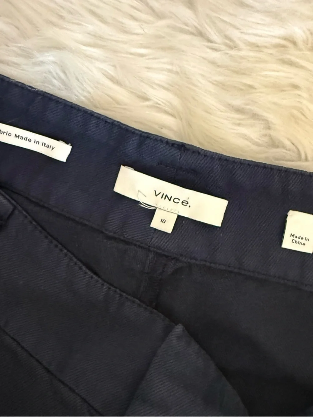 Vince Wide Leg Pants Size 10 Navy Blue High Rise Tailored Trouser Italy Fabric